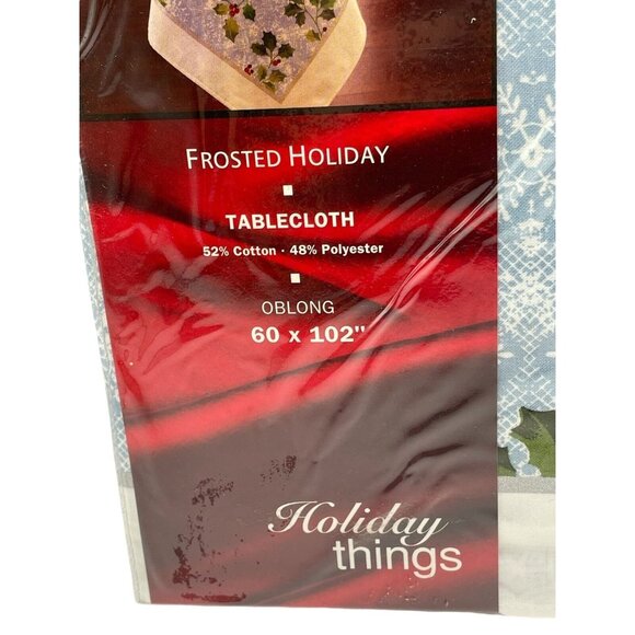 NOS Linens 'n' Things Christmas Holiday Oblong Tablecloth 60” X 102” Poinsettias - Picture 3 of 9